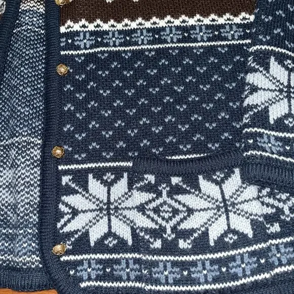 Crystal-Kobe Pine Tree Cardigan Sweater Vintage Ski Size Medium Y2K - Picture 2 of 5